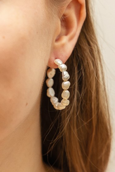 Creole 925 Silber vergoldet Perlen 