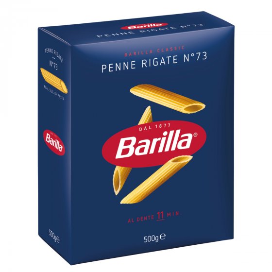 Barilla Penne Rigate Nummer 73 Pasta aus Hartweizengrieß 500g