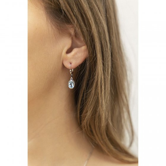 Ohrhänger 925 Silber mit echten Blautopasen (beh.) 