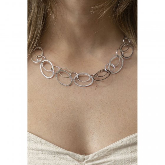 Halskette Silber 925 rhodiniert aus Ringen 45cm lang 