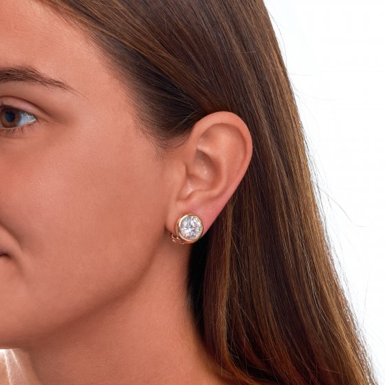 Ohrclip Silber 925 vergoldet mit Zirkonia weiß 