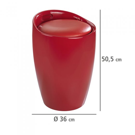 Hocker Mod. Candy Red, mit abnehmbarem Wäschesammler
