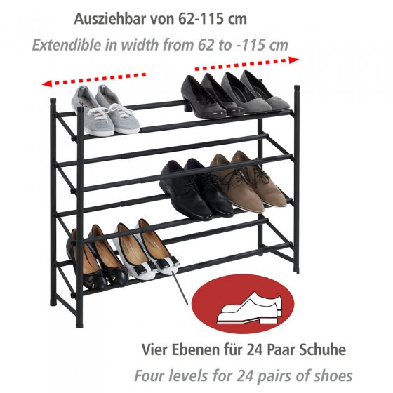 Anti-Rutsch-Schuhregal Mod. Hero ausziehbar, aus pulverbeschichtetem Metall