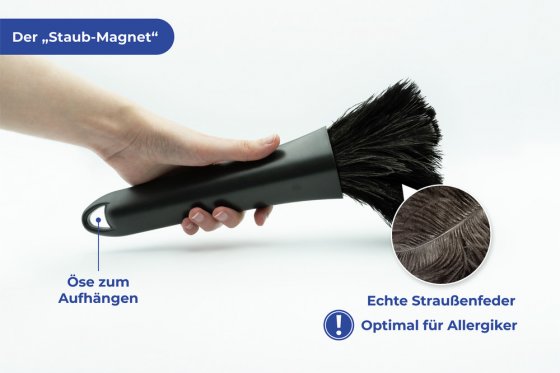 Einschiebbarer Straußenfeder-Wedel, aus 100% echten Straußenfedern 