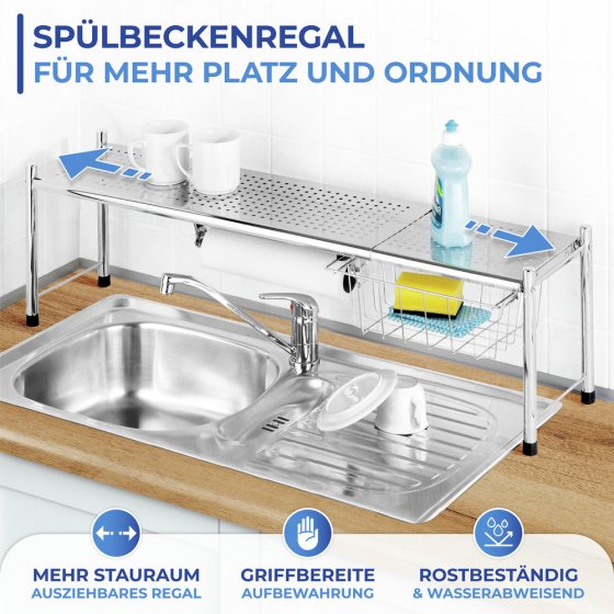 Spülbeckenregal Mod. Expando, mit herausziehbarem Ablagekorb 