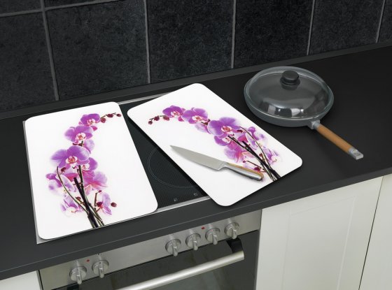 Herdabdeckplatte Universal Mod. Orchideenblüte 2er Set, für alle Herdarten