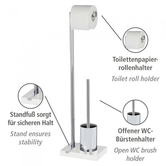 Stand WC-Garnitur Mod. Noble White, mit Chrom-Applikation
