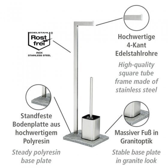 Stand WC-Garnitur Mod. Granit Edelstahl, rostfrei