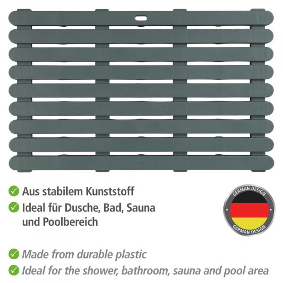 Badematte Mod. Indoor & Outdoor Grau, 50 x 80 cm, mit rutschhemmender Struktur