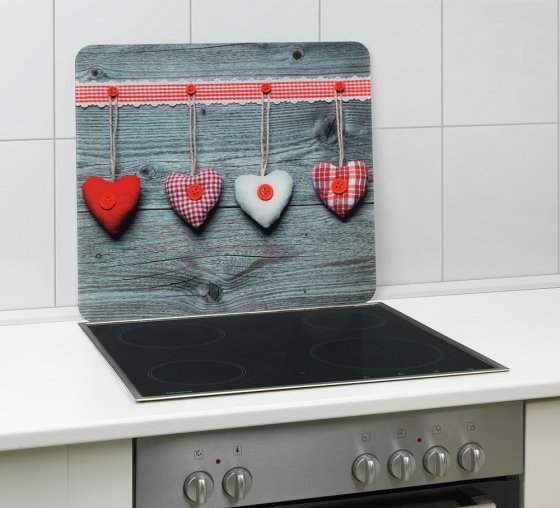 Multi-Platte Mod. Herzen, Spritzschutz, Herdblende, Schneidbrett