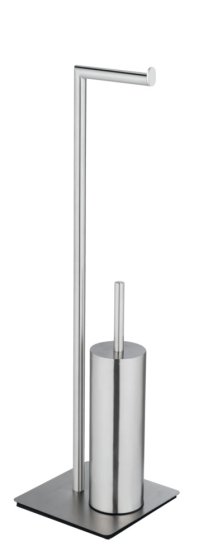 Stand WC-Garnitur Mod. Recco Edelstahl satiniert, WC-Bürste mit Silikon-Bürstenkopf 