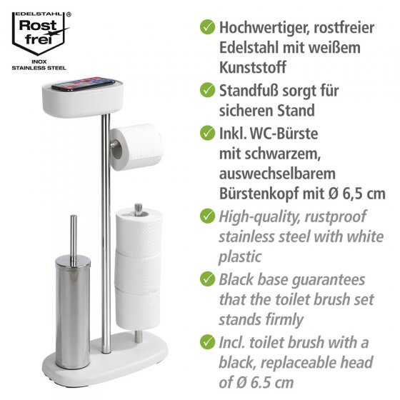 Stand WC-Garnitur mit Box Mod. Rivazza Weiß, integrierter Toilettenpapierhalter, Ersatzrollenhalter 