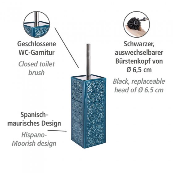WC-Garnitur Mod. Cordoba Blau Keramik, mit spanischen Ornamenten