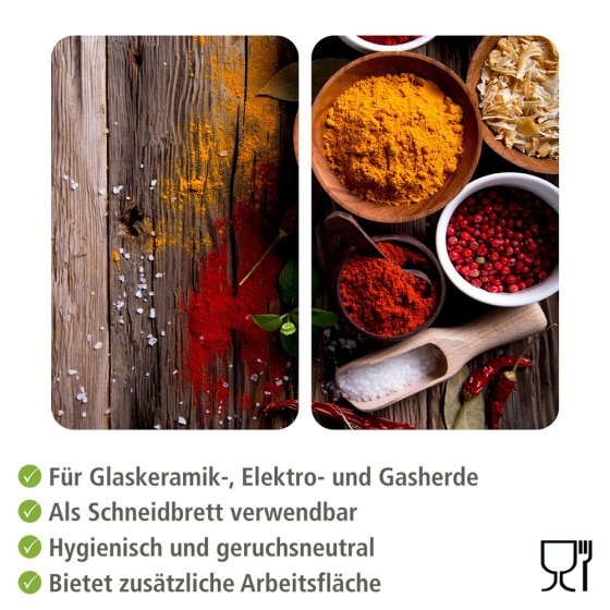 Herdabdeckplatte Universal Gewürze 2er Set, für alle Herdarten