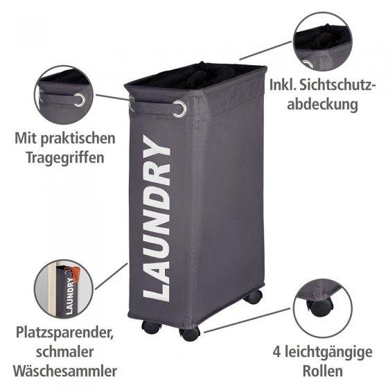 Wäschesammler Mod. Corno Grau, Wäschekorb, 43 l 