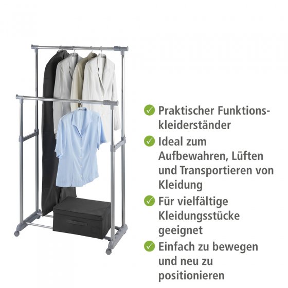 Kleiderständer Mod. Twin Bars, höhenverstellbar, 4 Rollen