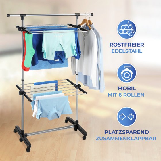 Platzspar-Wäschetrockner, aus rostfreiem Edelstahl 