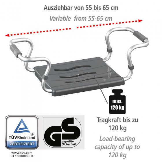 Badewannensitz Mod. Secura Silber, 120 kg Tragkraft