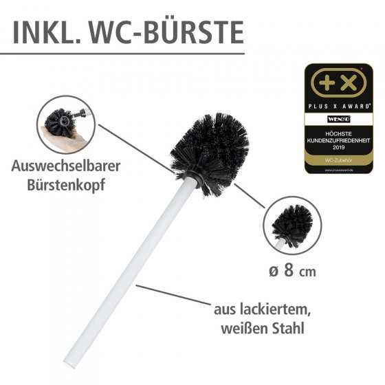 Stand WC-Garnitur Mod. Rivalta Weiß, integrierter Toilettenpapierhalter und WC-Bürstenhalter