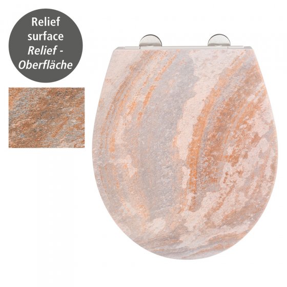 Premium WC-Sitz Mod. Canyon mit Relief, aus antibakteriellem Duroplast