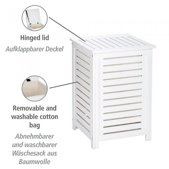Wäschetruhe Mod. Oslo aus Echtholz, mit abnehmbarem Wäschesack