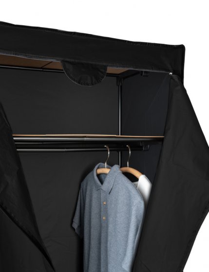 Kleiderschrank Mod. Deep Black mit Ablage, Gestell aus Metall