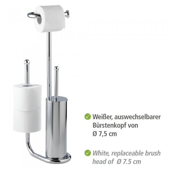 Stand WC-Garnitur Universalo Chrom, integrierter Toilettenpapierhalter und WC-Bürstenhalter