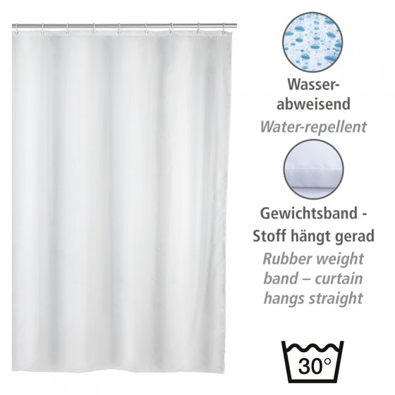 Anti-Schimmel Duschvorhang Uni White, Textil (Polyester), 120 x 200 cm, waschbar 