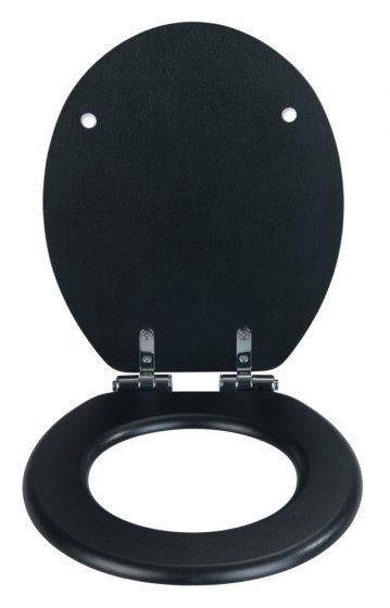 WC-Sitz Mod. Cuero Schwarz, in Lederoptik aus MDF