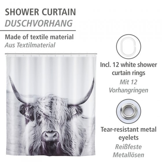 Duschvorhang Mod. Yak, Textil (Polyester), 180 x 200 cm, waschbar