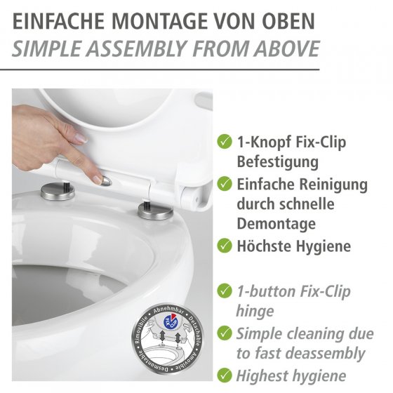 WC-Sitz Mod. Sereno mit Relief, aus bruchstabilem Thermoplast 