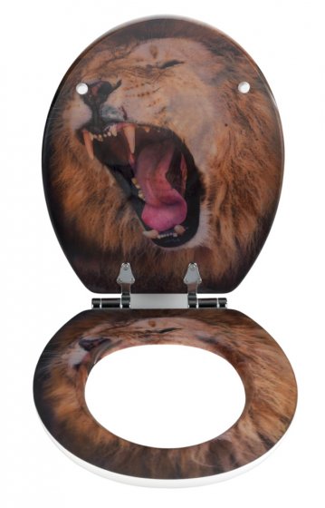 WC-Sitz Mod. Lion mit 3D-Effekt, MDF, mit Absenkautomatik