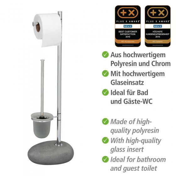 Stand WC-Garnitur Mod. Pebble Stone Grey, aus Polyresin