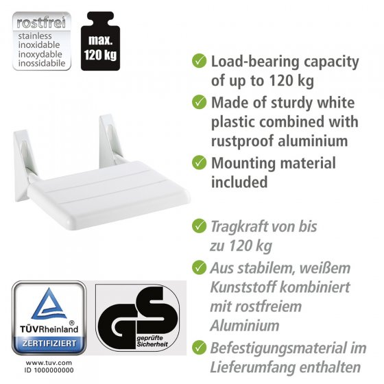 Duschklappsitz Mod. Secura, 120 kg Tragkraft