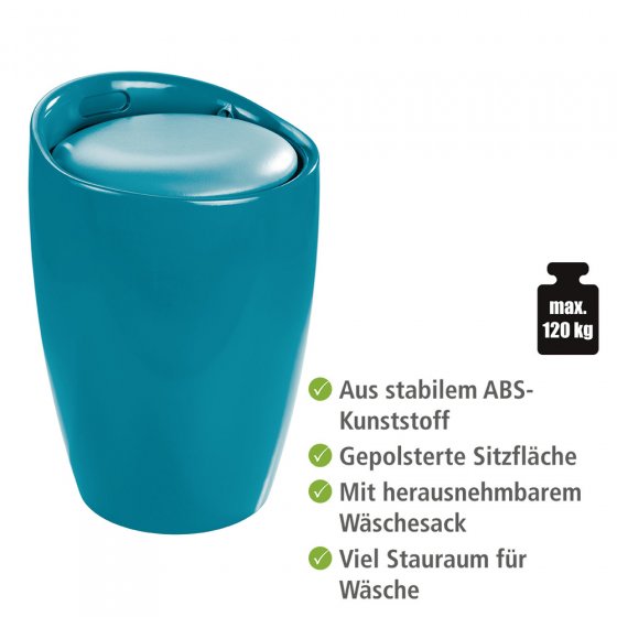 Hocker Mod. Candy Petrol, mit abnehmbarem Wäschesammler
