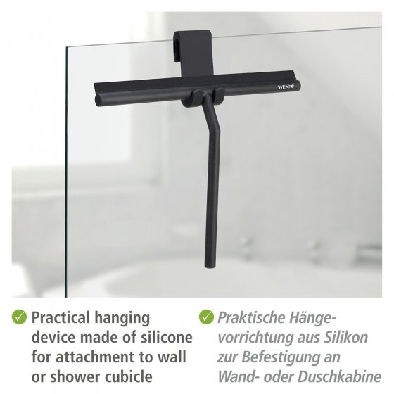 Badezimmerwischer Mod. Mola Silikon XXL Schwarz, extra breite Wischfläche