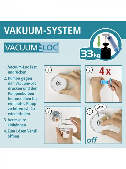 Vacuum-Loc® Wandregal 2 Etagen Mod. Bari, Befestigen ohne bohren 