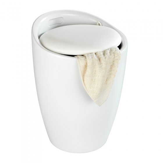Hocker Mod. Candy White matt, mit abnehmbarem Wäschesammler