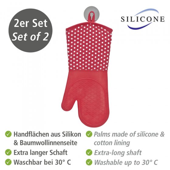 Topfhandschuhe Silikon Rot, 1 Paar