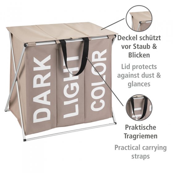 Wäschesammler Mod. Trio Top Taupe, Fassungsvermögen: 118 Liter