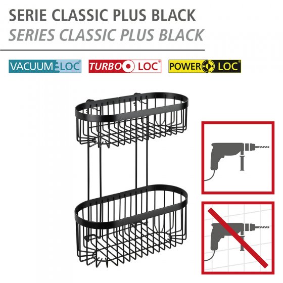 Wandregal 2 Etagen Classic Plus Black, mit hochwertigem Rostschutz 