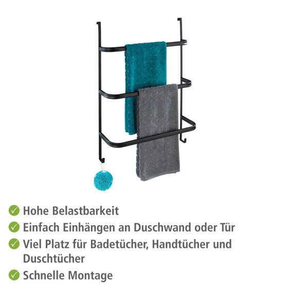 Handtuchhalter Mod. Irpinia Schwarz, mit 3 Handtuchstangen 