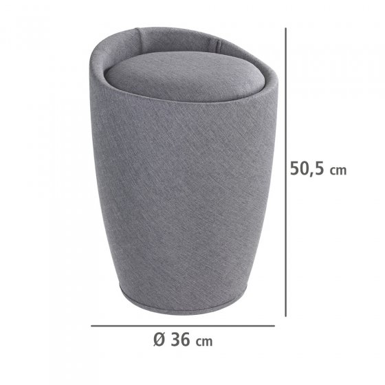 Hocker Mod. Candy Grey Leinenoptik, mit abnehmbarem Wäschesammler 
