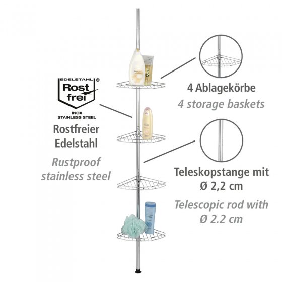 Teleskop-Duschecke Mod. Prea Edelstahl, aus rostfreiem Edelstahl