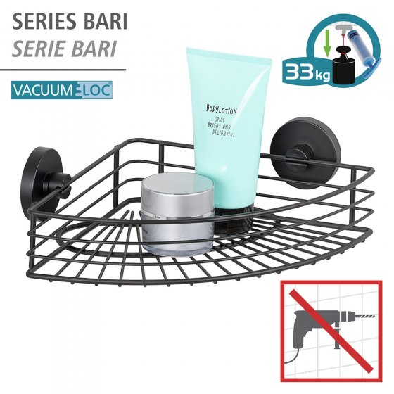 Vacuum-Loc® Eckablage Mod. Bari schwarz, Befestigen ohne bohren 