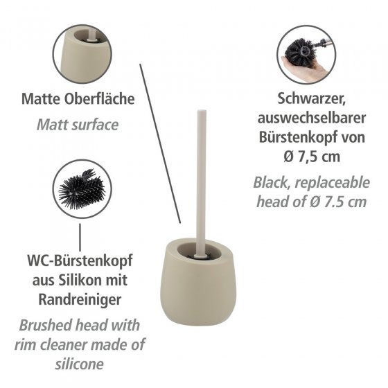 WC-Garnitur Mod. Badi Beige Keramik, mit Silikon-Bürstenkopf 