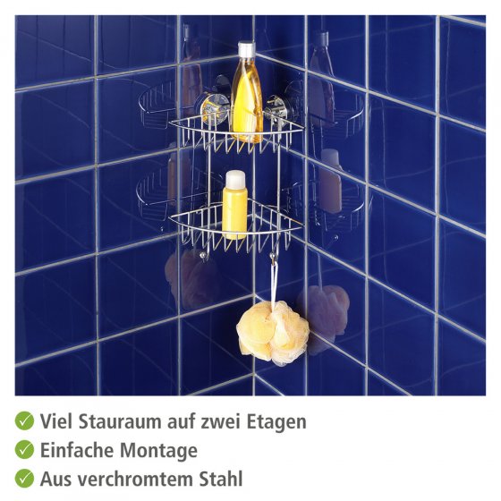 Vacuum-Loc® Eckregal Mod. Bari 2 Etagen, Befestigen ohne bohren 
