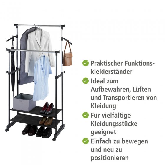 Kleiderständer All In, höhenverstellbar, 4 Rollen