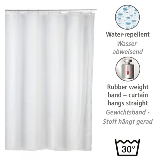 Duschvorhang Uni Weiß 180 x 200 cm, Textil (Polyester), 180 x 200 cm, waschbar