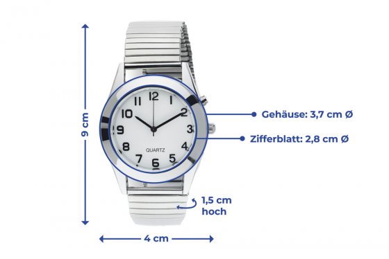 Beleuchtete Herrenuhr Silber, Gehäuse ca. 3,7 cm Ø 